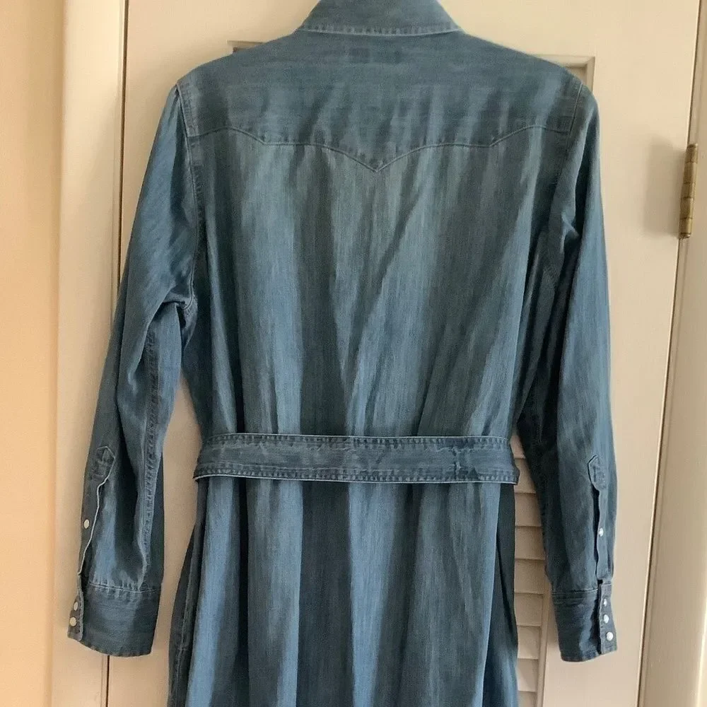 LAUREN RALPH LAUREN BLUE WASH DENIM BUTTON DOWN COTTON SHIRTDRESS SIZE U…